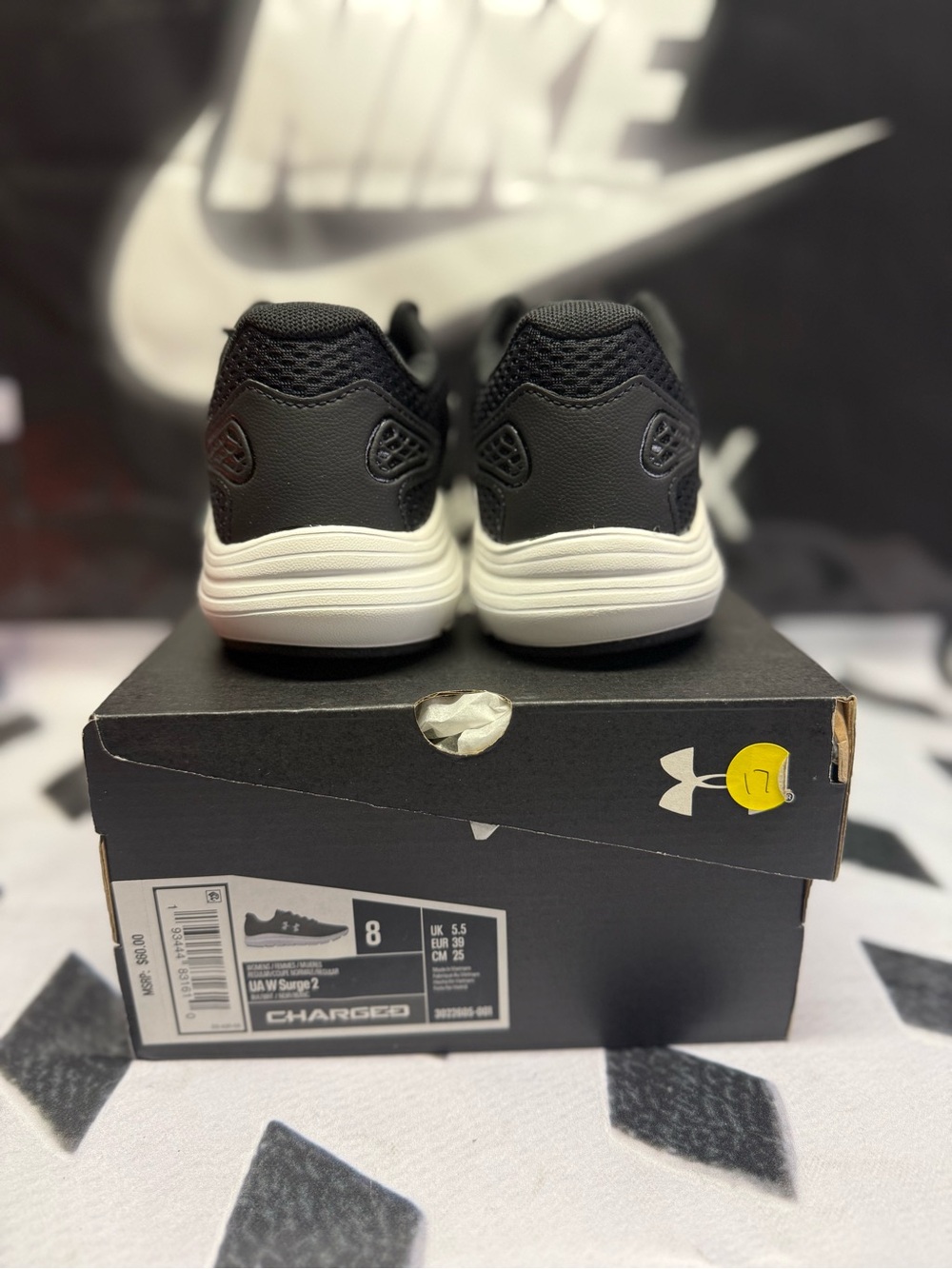 Under Armour Men’s Black Athletic Running Shoes with White Sole - Picture 5 of 6